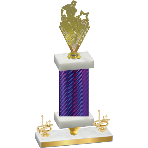 Premium Single Purple Carbon Fiber First Place Rugby Trophy