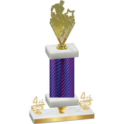 Premium Single Purple Carbon Fiber Fourth Place Rugby Trophy