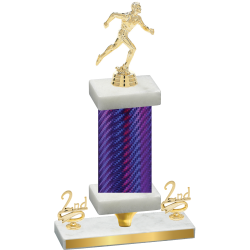 Premium Single Purple Carbon Fiber Second Place Running Trophy