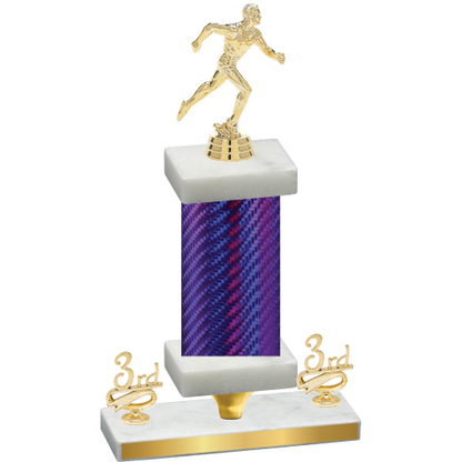 Premium Single Purple Carbon Fiber Third Place Running Trophy