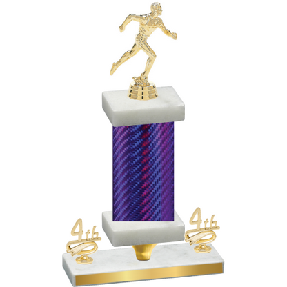 Premium Single Purple Carbon Fiber Fourth Place Running Trophy