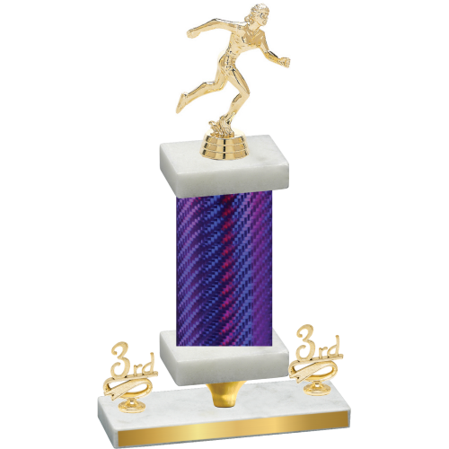 Premium Single Purple Carbon Fiber Third Place Running Trophy