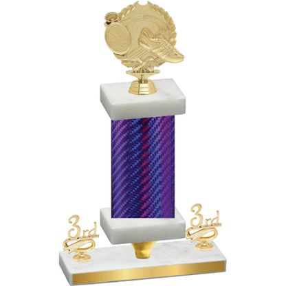 Premium Single Purple Carbon Fiber Third Place Running Trophy