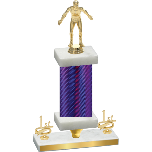 Premium Single Purple Carbon Fiber First Place Wrestling Trophy