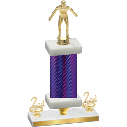 Premium Single Purple Carbon Fiber Second Place Wrestling Trophy