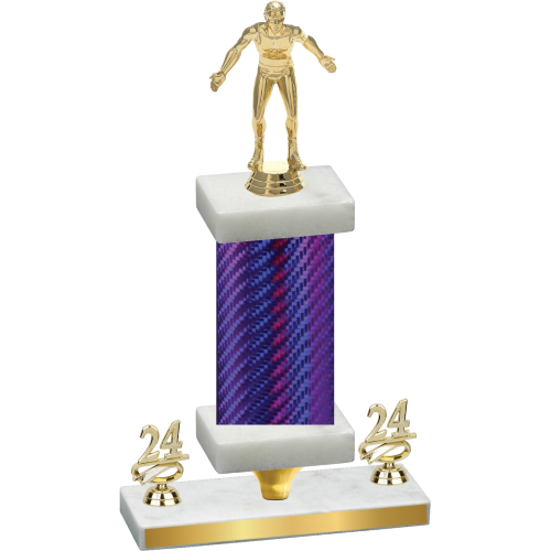 Premium Single Purple Carbon Fiber Year Wrestling Trophy