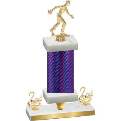 Premium Single Purple Carbon Fiber Second Place Bowling Trophy