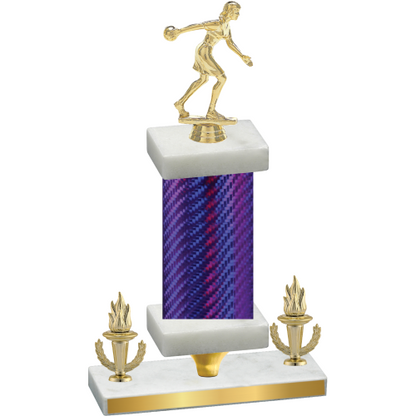 Premium Single Purple Carbon Fiber Victory Bowling Trophy