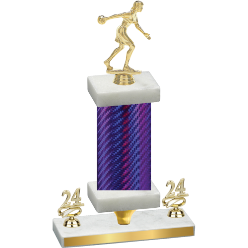 Premium Single Purple Carbon Fiber Year Bowling Trophy