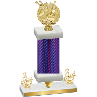 Premium Single Purple Carbon Fiber Third Place Bowling Trophy