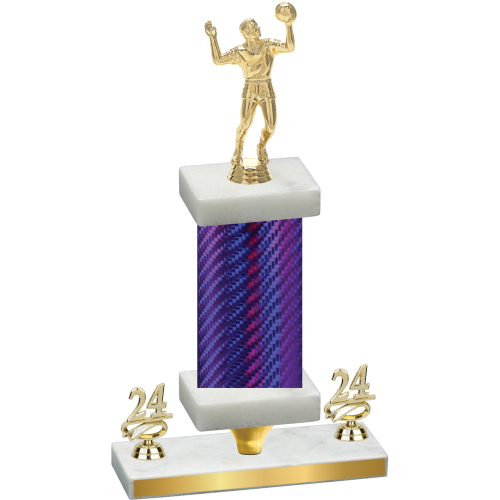 Premium Single Purple Carbon Fiber Year Volleyball Trophy