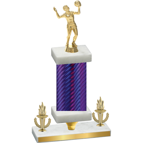 Premium Single Purple Carbon Fiber Victory Volleyball Trophy