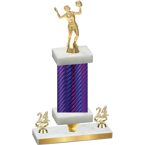 Premium Single Purple Carbon Fiber Year Volleyball Trophy