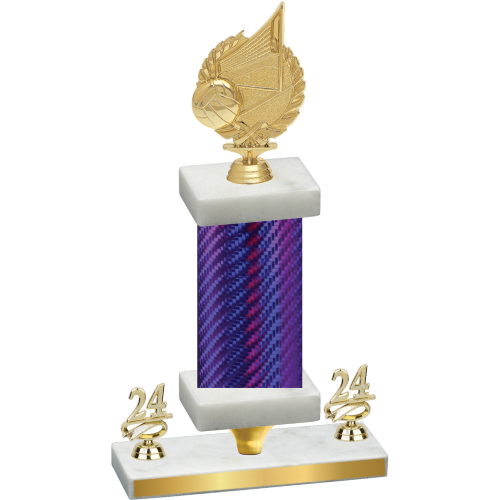 Premium Single Purple Carbon Fiber Year Volleyball Trophy