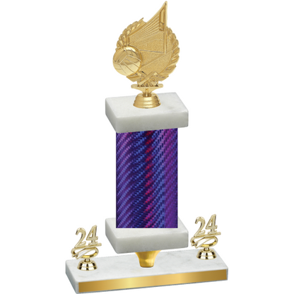 Premium Single Purple Carbon Fiber Year Volleyball Trophy