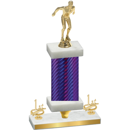 Premium Single Purple Carbon Fiber First Place Swimming Trophy