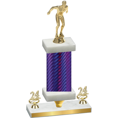 Premium Single Purple Carbon Fiber Year Swimming Trophy