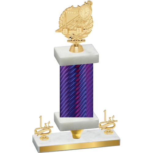 Premium Single Purple Carbon Fiber First Place Swimming Trophy