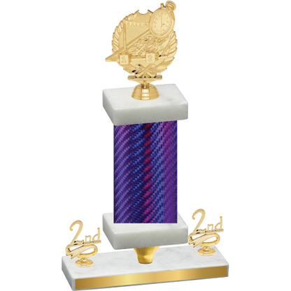 Premium Single Purple Carbon Fiber Second Place Swimming Trophy