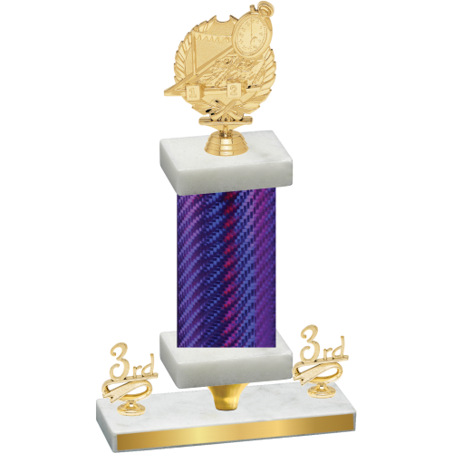 Premium Single Purple Carbon Fiber Third Place Swimming Trophy