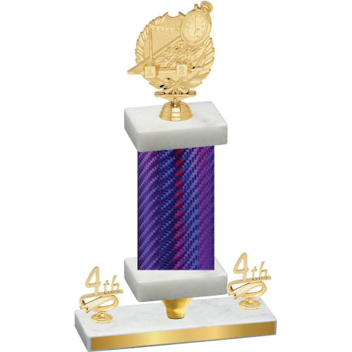 Premium Single Purple Carbon Fiber Fourth Place Swimming Trophy