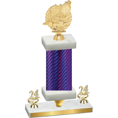 Premium Single Purple Carbon Fiber Year Swimming Trophy