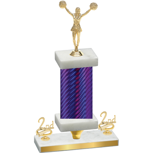 Premium Single Purple Carbon Fiber Second Place Cheerleading Trophy