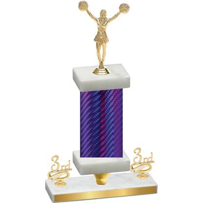 Premium Single Purple Carbon Fiber Third Place Cheerleading Trophy