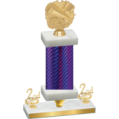 Premium Single Purple Carbon Fiber Second Place Cheerleading Trophy