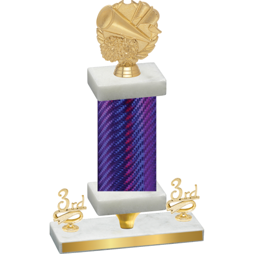 Premium Single Purple Carbon Fiber Third Place Cheerleading Trophy