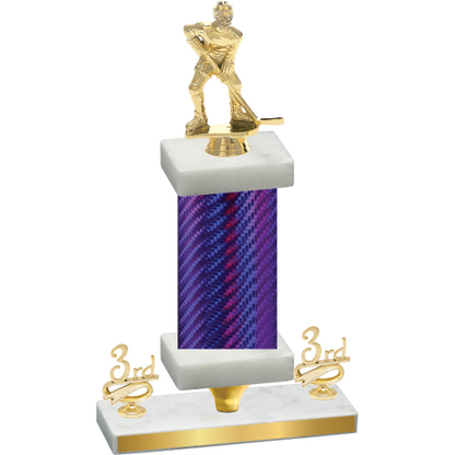 Premium Single Purple Carbon Fiber Third Place Hockey Trophy