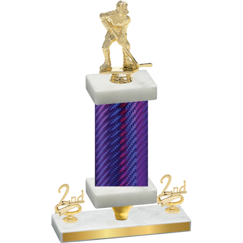 Premium Single Purple Carbon Fiber Second Place Hockey Trophy