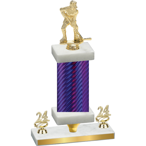 Premium Single Purple Carbon Fiber Year Hockey Trophy