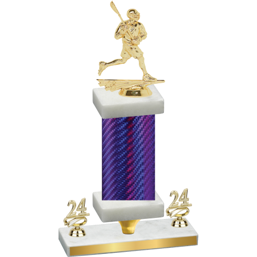 Premium Single Purple Carbon Fiber Year Lacrosse Trophy