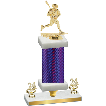 Premium Single Purple Carbon Fiber Year Lacrosse Trophy