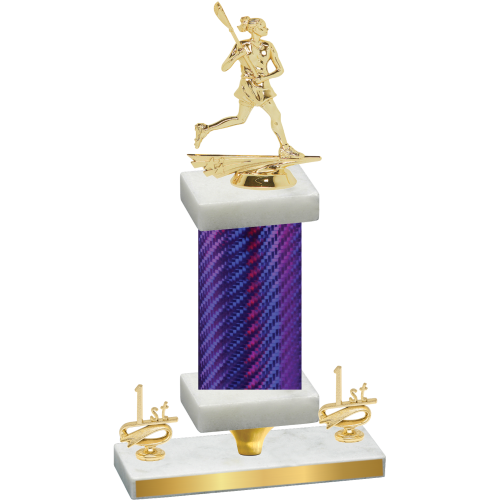 Premium Single Purple Carbon Fiber First Place Lacrosse Trophy