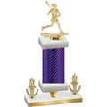 Premium Single Purple Carbon Fiber Victory Lacrosse Trophy