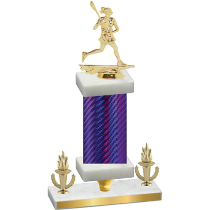 Premium Single Purple Carbon Fiber Victory Lacrosse Trophy