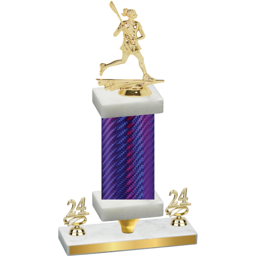 Premium Single Purple Carbon Fiber Year Lacrosse Trophy