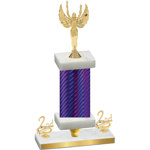 Premium Single Purple Carbon Fiber Second Place Victory Trophy