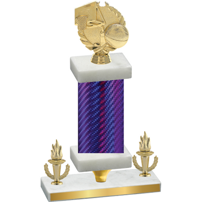 Premium Single Purple Carbon Fiber Victory Basketball Trophy