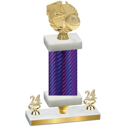 Premium Single Purple Carbon Fiber Year Basketball Trophy