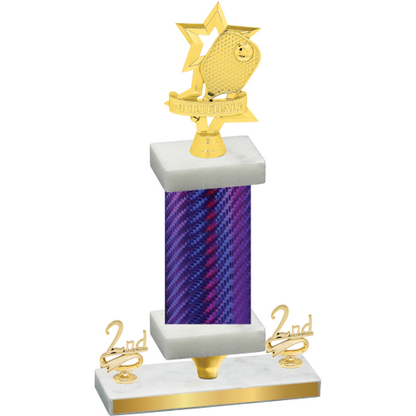 Premium Single Purple Carbon Fiber Second Place Pickleball Trophy