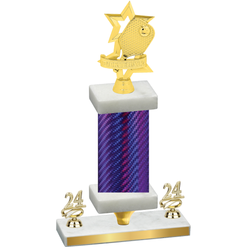 Premium Single Purple Carbon Fiber Year Pickleball Trophy