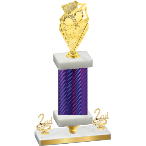 Premium Single Purple Carbon Fiber Second Place Pickleball Trophy