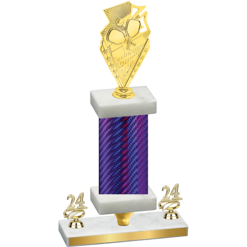 Premium Single Purple Carbon Fiber Year Pickleball Trophy