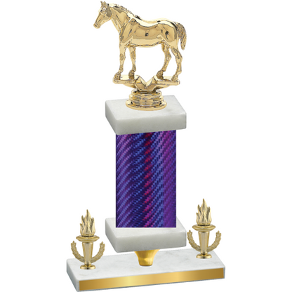 Premium Single Purple Carbon Fiber Victory Horses Trophy