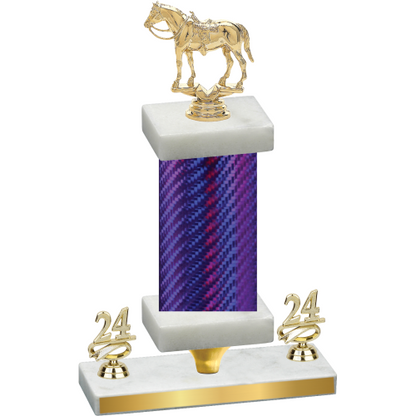 Premium Single Purple Carbon Fiber Year Horses Trophy