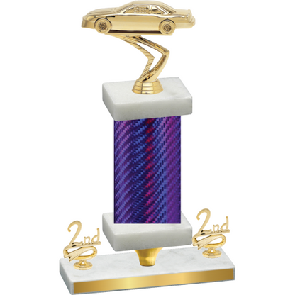 Premium Single Purple Carbon Fiber Second Place Cars Trophy