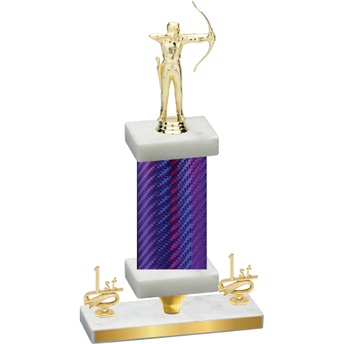 Premium Single Purple Carbon Fiber First Place Archery Trophy